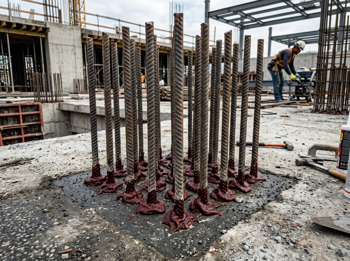 Column extension chemical rebars