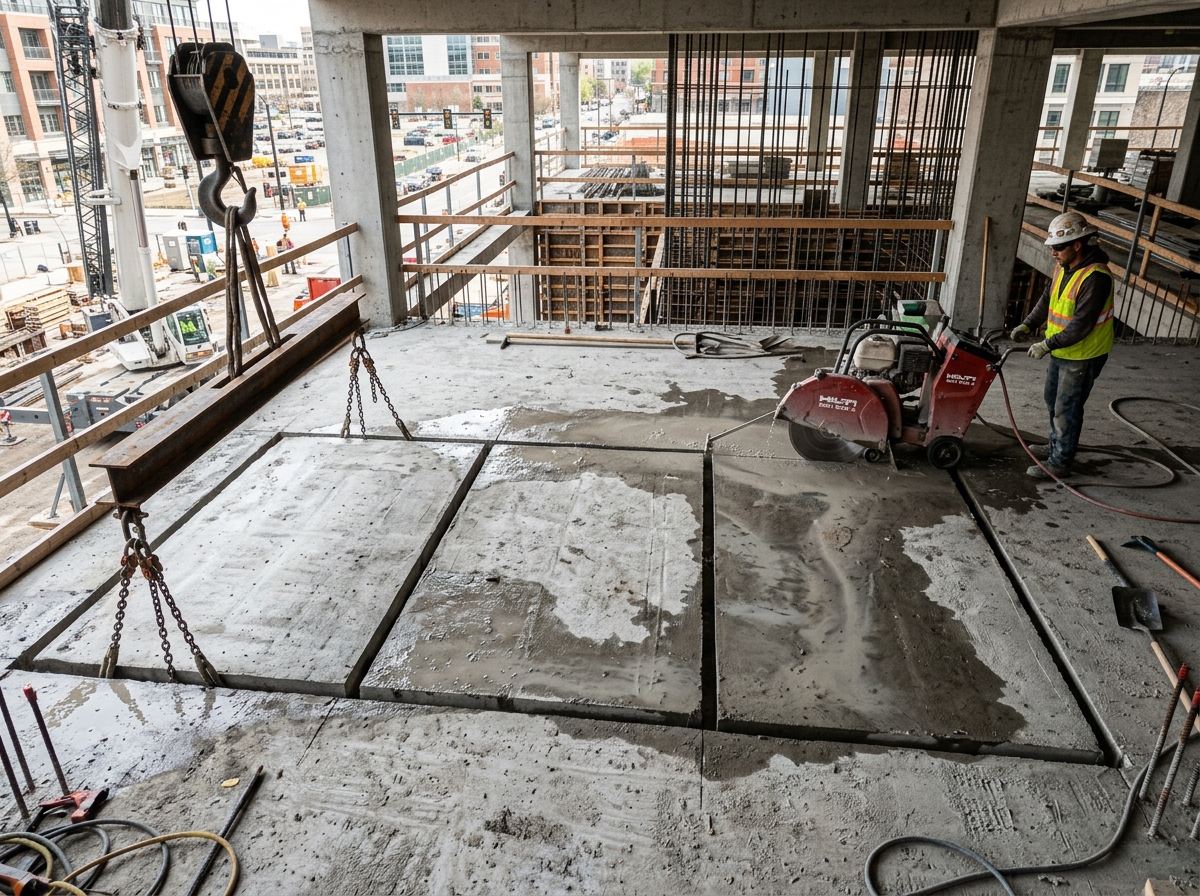 Floor opening concrete slicing